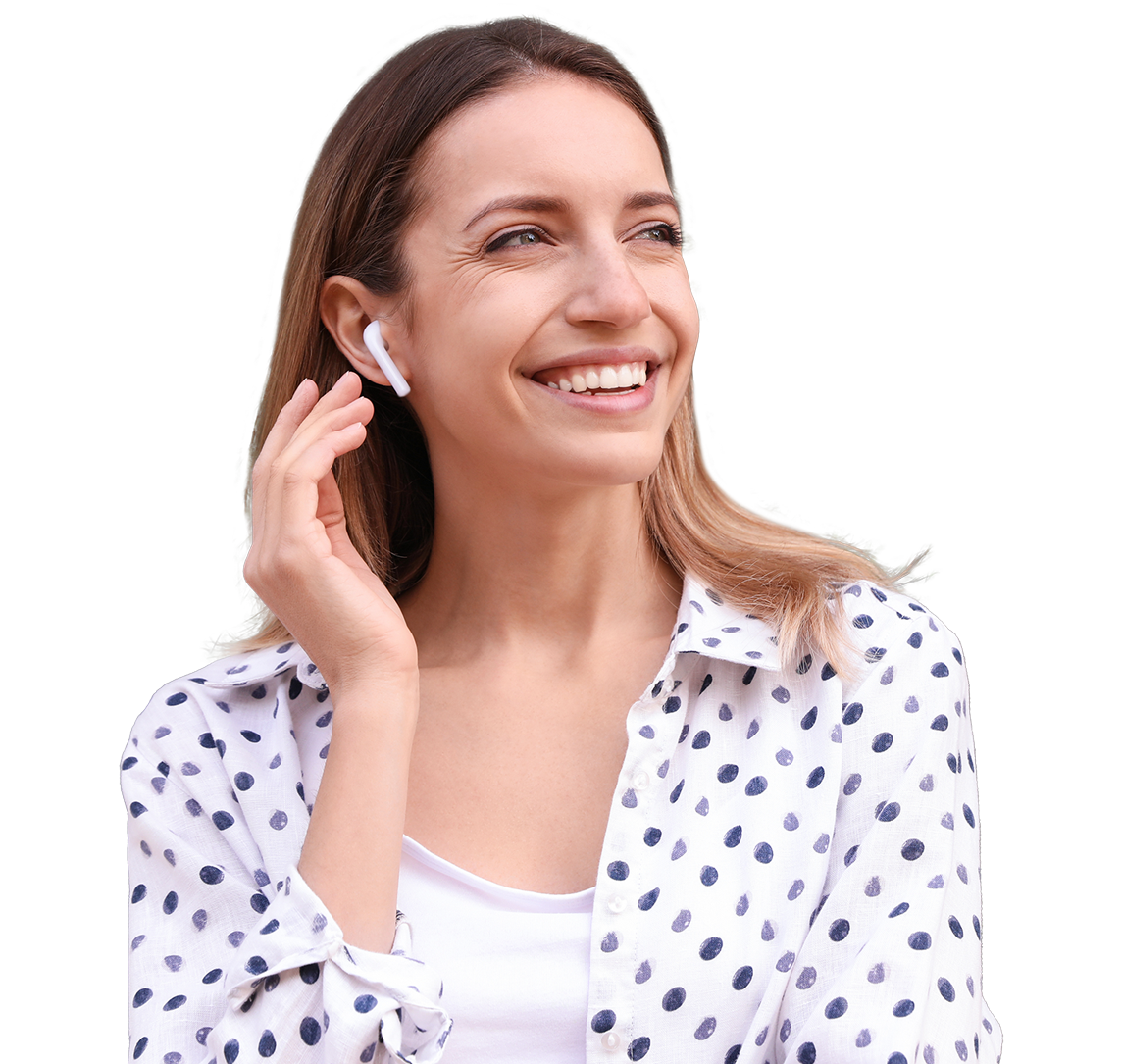 Woman with airpods